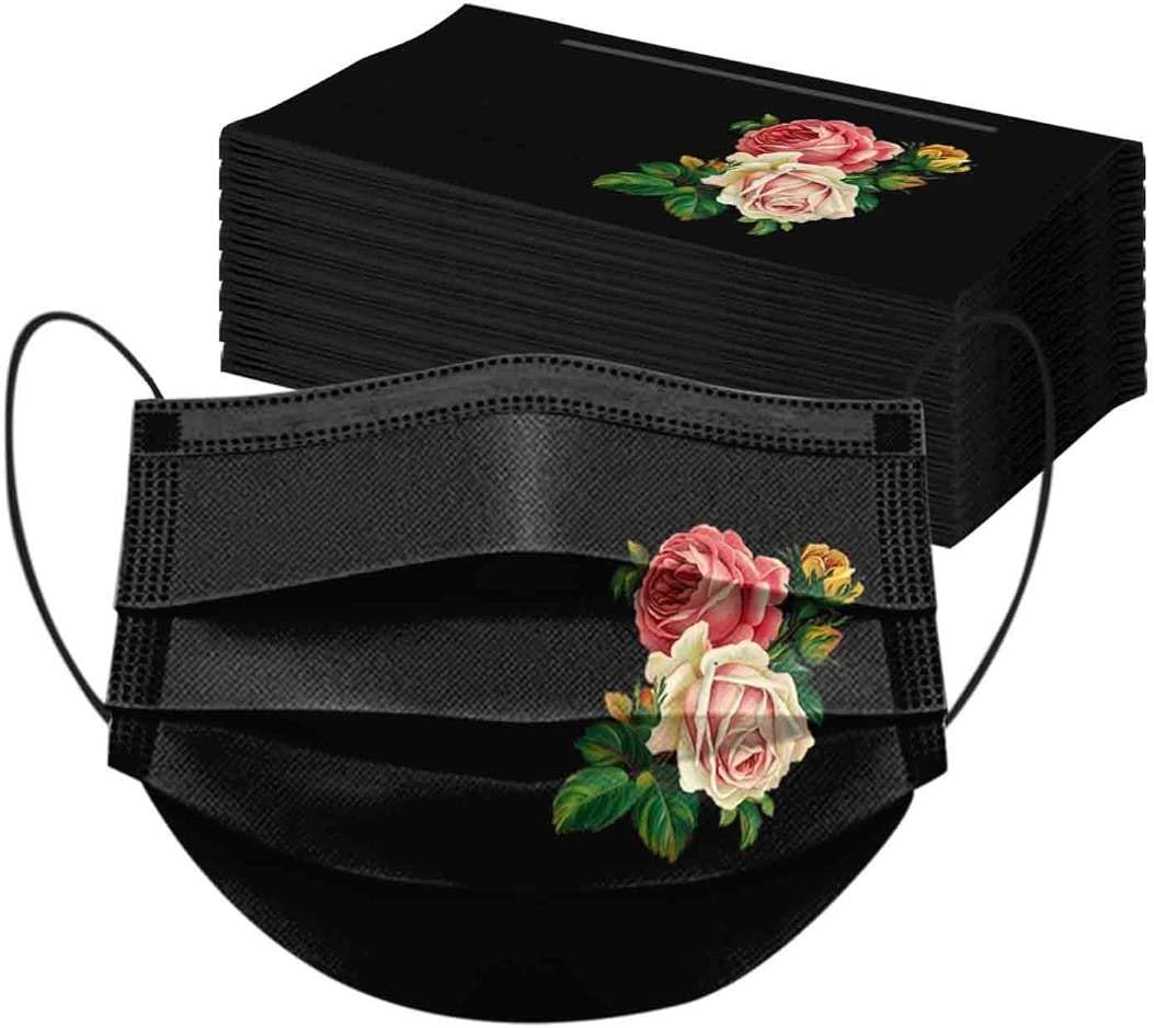 50Pcs Mask for Women Flower Disposable Skin Care Adult Balaclava Designer 3Ply Cute Pattern Designs Mask Face_Mask - Image 2