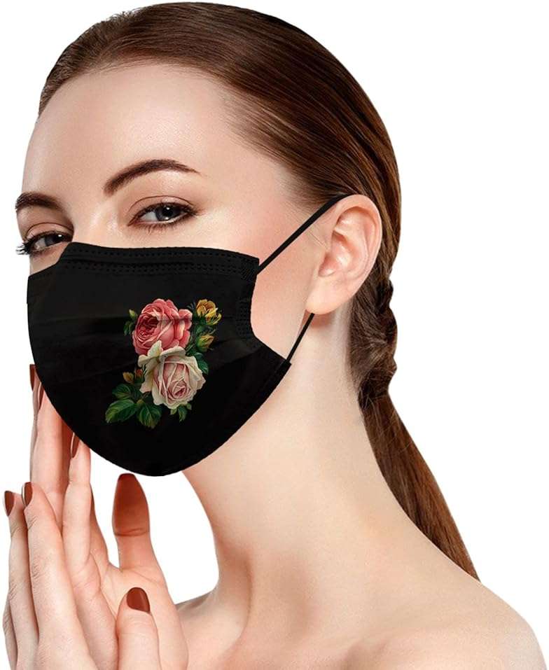 50Pcs Mask for Women Flower Disposable Skin Care Adult Balaclava Designer 3Ply Cute Pattern Designs Mask Face_Mask - Image 5