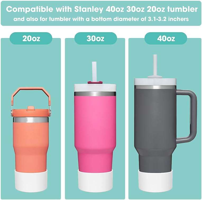 Airboat Upgrade 2PCS Protective Silicone Boot Bumper for Stanley Quencher Adventure 40oz 30oz IceFlow 20oz 30oz Tumbler, Water Bottle Bottom Sleeve Cover Accessories for Stanley Mug Cup(Pink) - Image 4
