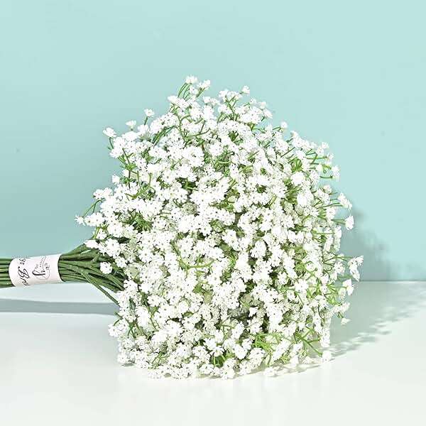 Yastouay Babys Breath Artificial Flowers, 6Pcs Fake White Babys Breath Flowers Artificial Bulk, Real Touch Faux Babies Breath Gypsophila Bouquet for Wedding Floral Arrangement Party Decor - Image 1