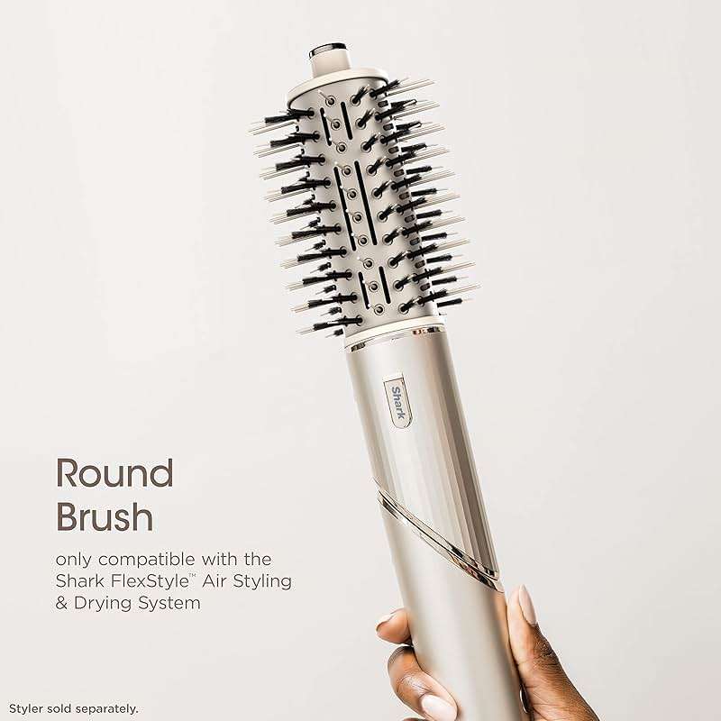 Shark FlexStyle Round Hot Air Brush Attachment for Blow Dryers, Hair Styling Tool for Straight, Wavy, Curly, and Coily Hair, Stone - Image 2