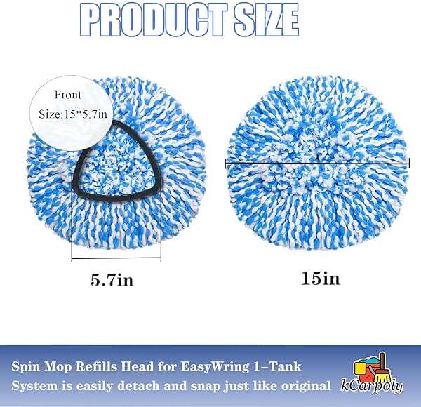 4 Pack Spin Mop Replacement Heads Compatible for O Ceda EasyWring 1-Tank Triangle System, Microfiber Mop Refills for 5.9inch Core,Deep Cleaning, Included Base and Handle - Image 3