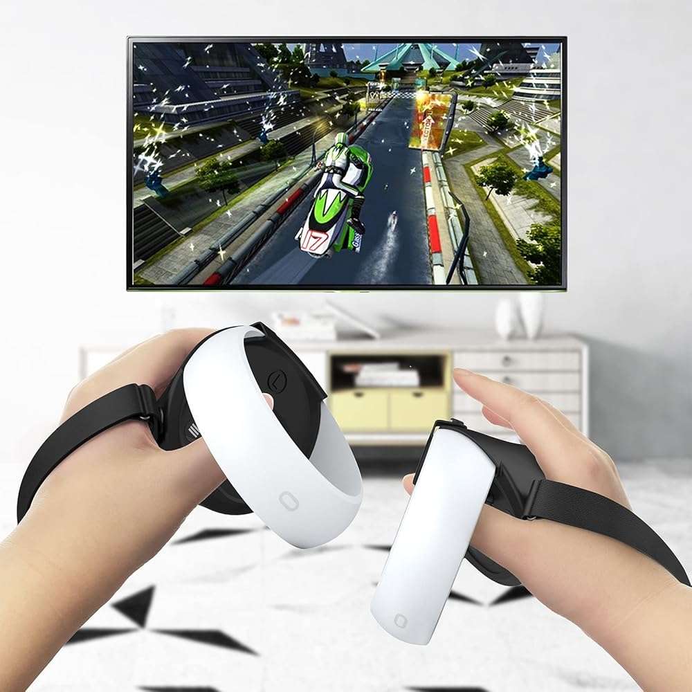 AMZDM Controller Grip for Oculus Quest 2 Accessories Grips Cover for VR Touch Controllers Covers Protector with Non-Slip Thumb Grips 1Pair Black - Image 3