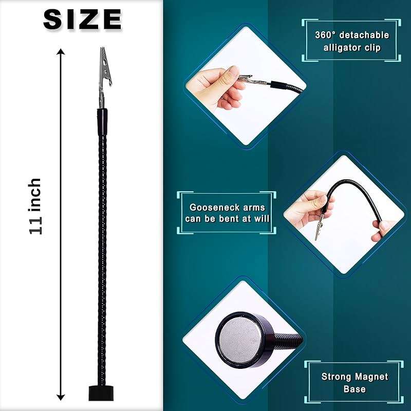 4 Pack Magnetic Helping Hands Soldering,Flexible Gooseneck Metal Arms for Automobile Electronics Soldering jewelry, Painting Art Crafts Hobby with Adjustable Alligator Clips - Image 2