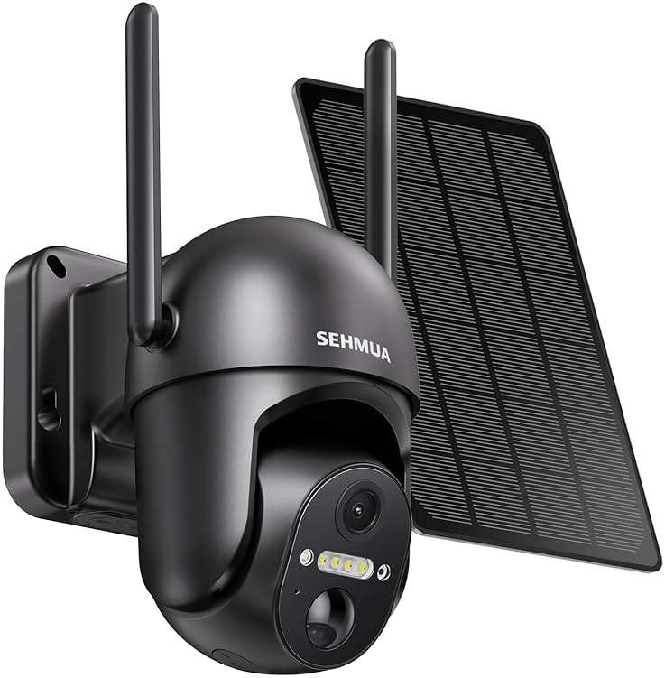 SEHMUA Solar Security Cameras Wireless Outdoor, 2K 360° View Battery Powered Outdoor Camera, WiFi Home Security with Spotlight Color Night Vision, PIR Sensor - Image 1