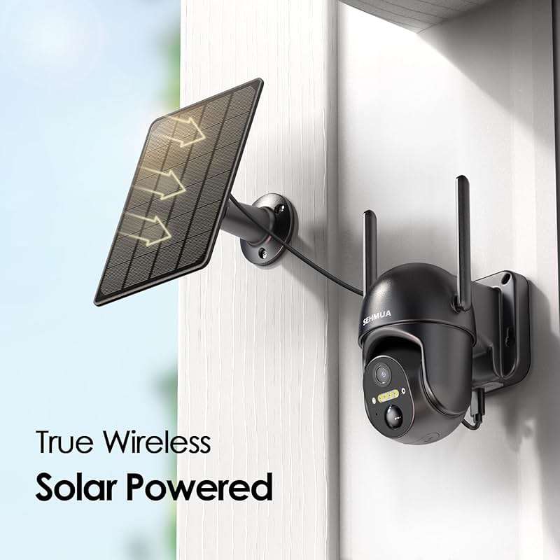 SEHMUA Solar Security Cameras Wireless Outdoor, 2K 360° View Battery Powered Outdoor Camera, WiFi Home Security with Spotlight Color Night Vision, PIR Sensor - Image 2
