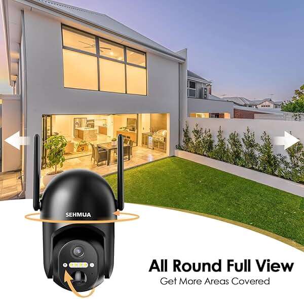 SEHMUA Solar Security Cameras Wireless Outdoor, 2K 360° View Battery Powered Outdoor Camera, WiFi Home Security with Spotlight Color Night Vision, PIR Sensor - Image 3