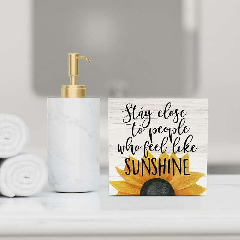 Farmhouse Sunshine Sunflower Wooden Box Sign Rustic Country Sunflower Box Sign Wood Sign Decor Summer Square Wood Sign Home Desk Tabletop Shelf Decor 5 x 5 - Image 6