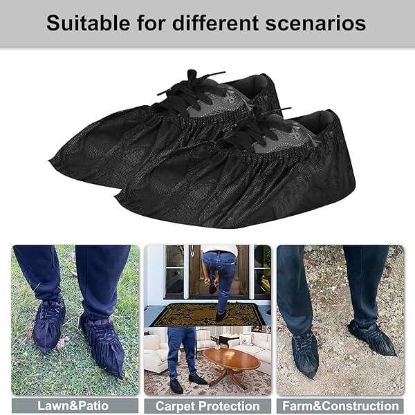 Shoe Covers Disposable 200Pack(100Pairs) Thicker Black Shoe Booties Cover Non Slip for Home Floors Carpet Indoor - Image 6