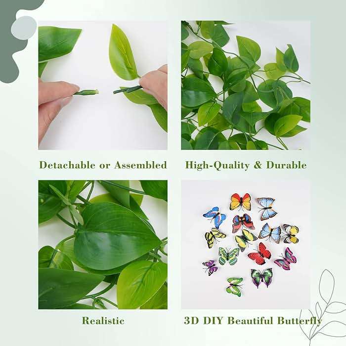 BLEUM CADE Fake Hanging Plants, 2pcs Artificial Hanging Plant, Faux Pothos Vines Greenery for Wall Home Living Room Office Indoor Outdoor Decor (No Baskets) - Image 6