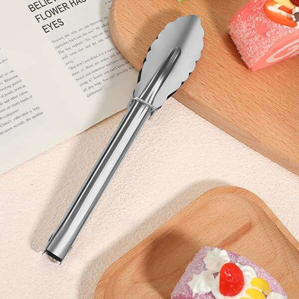 Seewey Set of 50 Stainless Steel Serving Tongs 7 Inch Cooking Clamps with Sliding Rings Small Clam Shell Metal Non Slip Food Tongs for Kitchen Salad Buffet Grill Barbecue Appetizers, Silver - Image 5