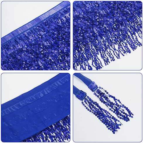 Belly Dance Hip Scarf Sequin Tassel Skirt Wrap Sparkly Rave Costume for Women - Image 3