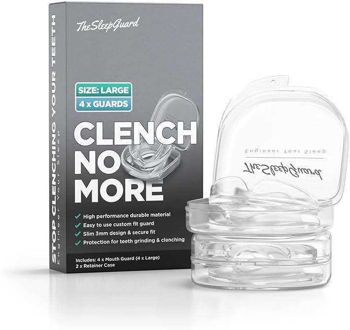 TheSleepGuard Mouth Guard for Clenching Teeth at Night [Pack of 4, Large Size - Men] – Custom Night Guards for Teeth Grinding – Nighttime Protection During Sleep for Adults - Image 1