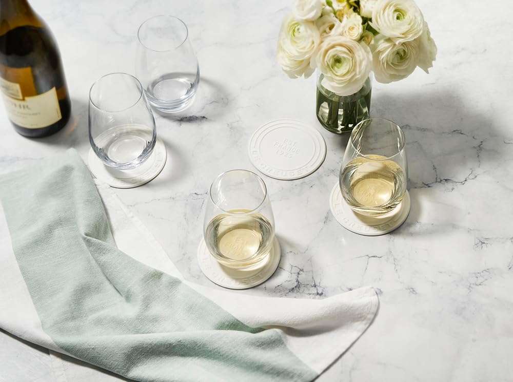Le Creuset Silicone Coasters (est. 1925), Set of 4, White - Image 2