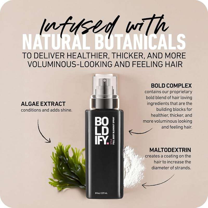 Boldify Full Body Volumizing Hair Spray - Mega-Volume - Blowout Heat Protection Spray with Thickening and Blow Dry Formula for Fine, Thin Hair - For Women & Men - Image 6
