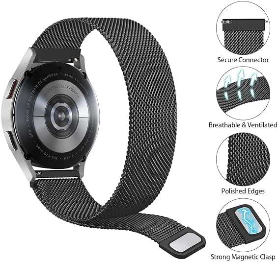 Samsung Galaxy Watch 5 Bands - 40mm, 44mm, 45mm Compatible, Stainless Steel Replacement Straps for Women & Men - Image 2