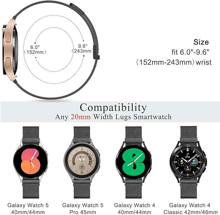 Samsung Galaxy Watch 5 Bands - 40mm, 44mm, 45mm Compatible, Stainless Steel Replacement Straps for Women & Men - Image 3