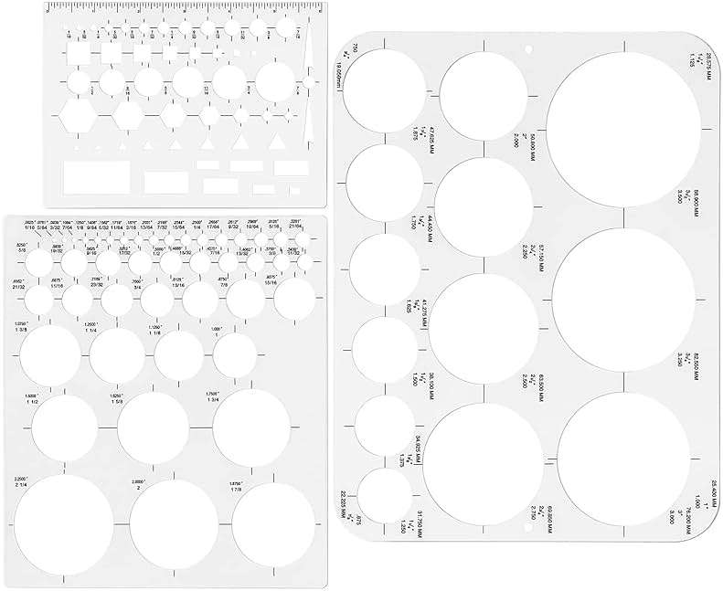 Tamaki Circle Template Circle Round Stencil Templates for Drafting for Office and School Building Formwork Drawings Templates, Large and Small Size, 3 Pack - Image 1