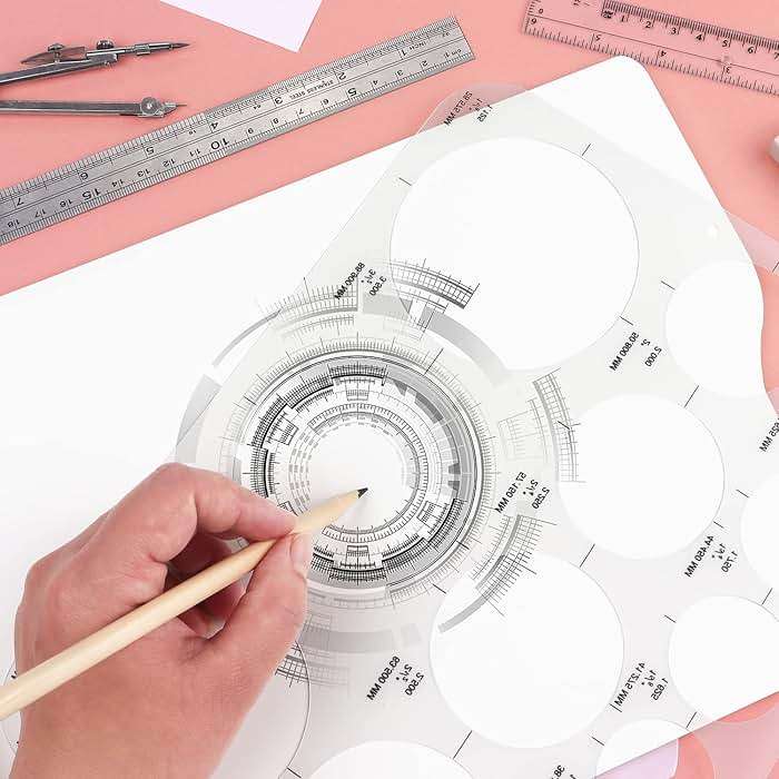 Tamaki Circle Template Circle Round Stencil Templates for Drafting for Office and School Building Formwork Drawings Templates, Large and Small Size, 3 Pack - Image 2