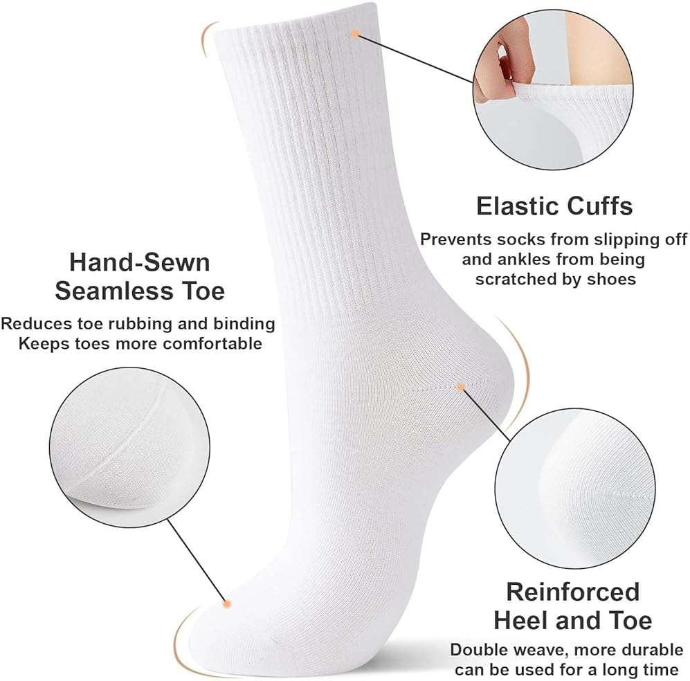 J-BOX 10/8 Pairs Women Cotton Crew Socks - Soft Comfort Dress Socks for Business & Casual, Above Ankle Wear, size 6-11 - Image 2
