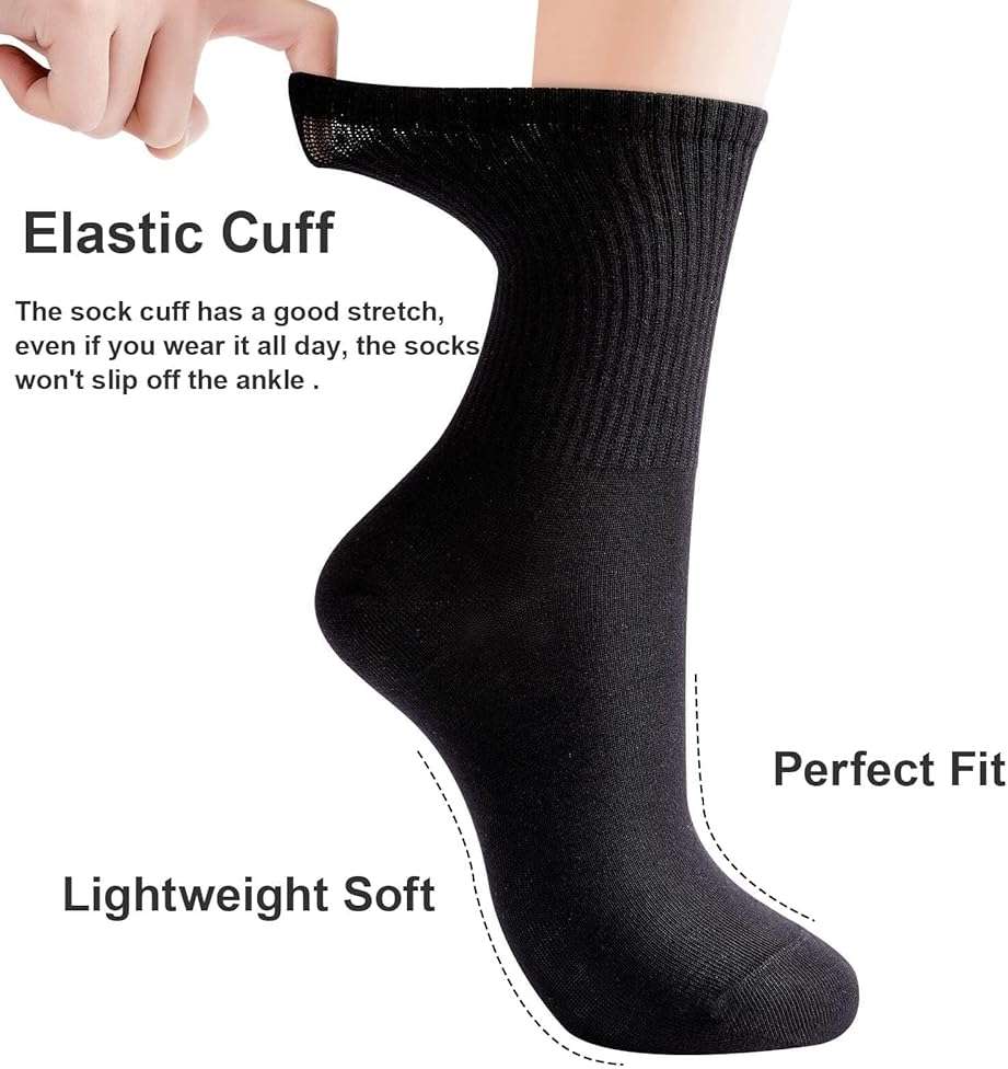 J-BOX 10/8 Pairs Women Cotton Crew Socks - Soft Comfort Dress Socks for Business & Casual, Above Ankle Wear, size 6-11 - Image 3