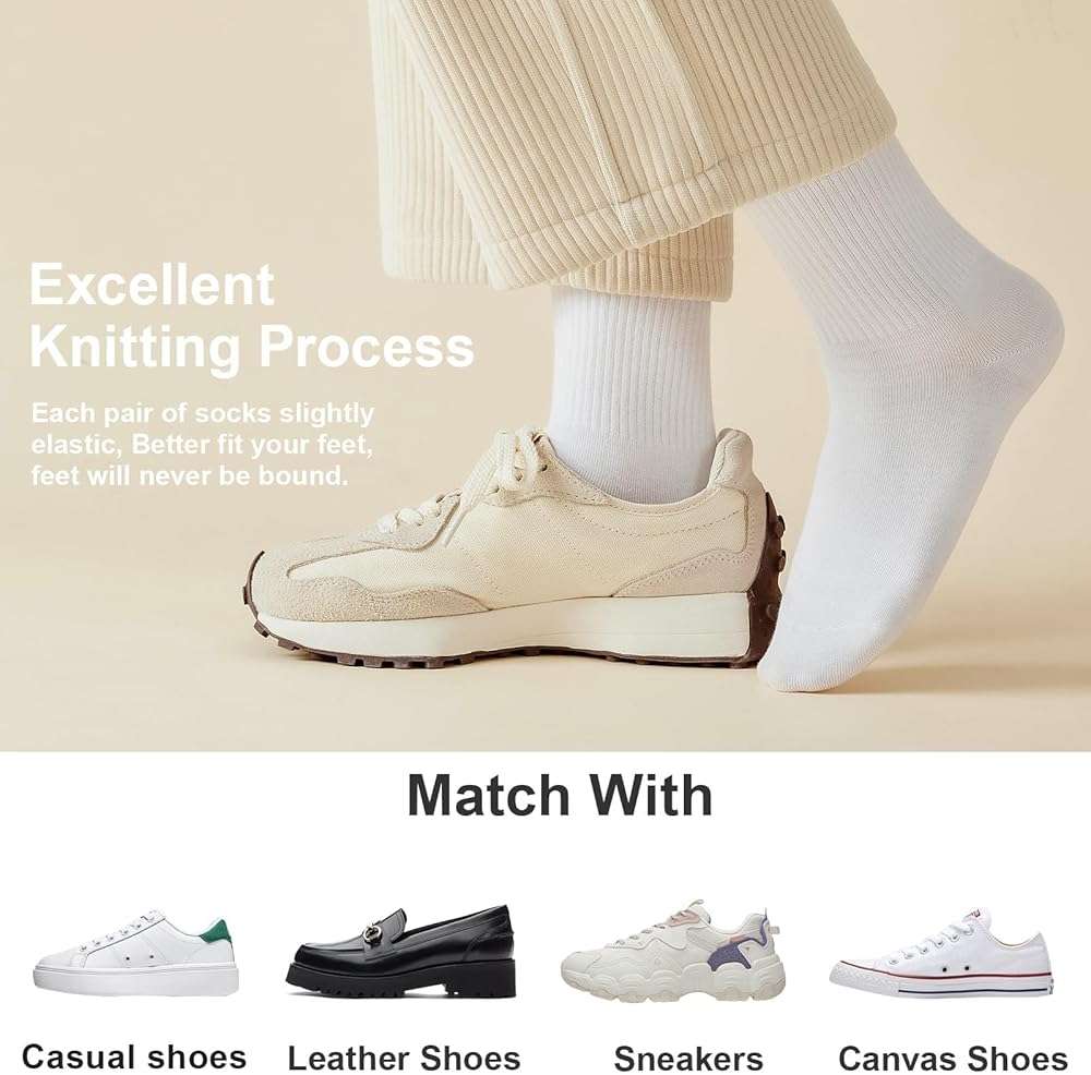 J-BOX 10/8 Pairs Women Cotton Crew Socks - Soft Comfort Dress Socks for Business & Casual, Above Ankle Wear, size 6-11 - Image 4