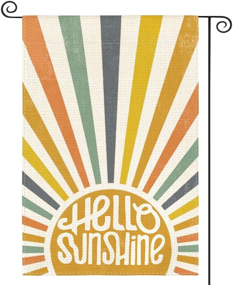 AVOIN colorlife Hello Sunshine Classic Garden Flag 12x18 Inch Double Sided Outside, Summer Party Holiday Burlap Yard Outdoor Decoration - Image 1