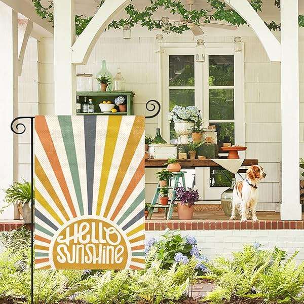 AVOIN colorlife Hello Sunshine Classic Garden Flag 12x18 Inch Double Sided Outside, Summer Party Holiday Burlap Yard Outdoor Decoration - Image 3