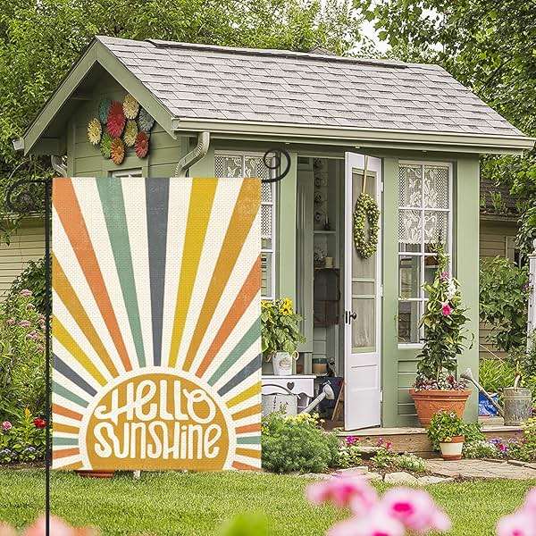 AVOIN colorlife Hello Sunshine Classic Garden Flag 12x18 Inch Double Sided Outside, Summer Party Holiday Burlap Yard Outdoor Decoration - Image 4