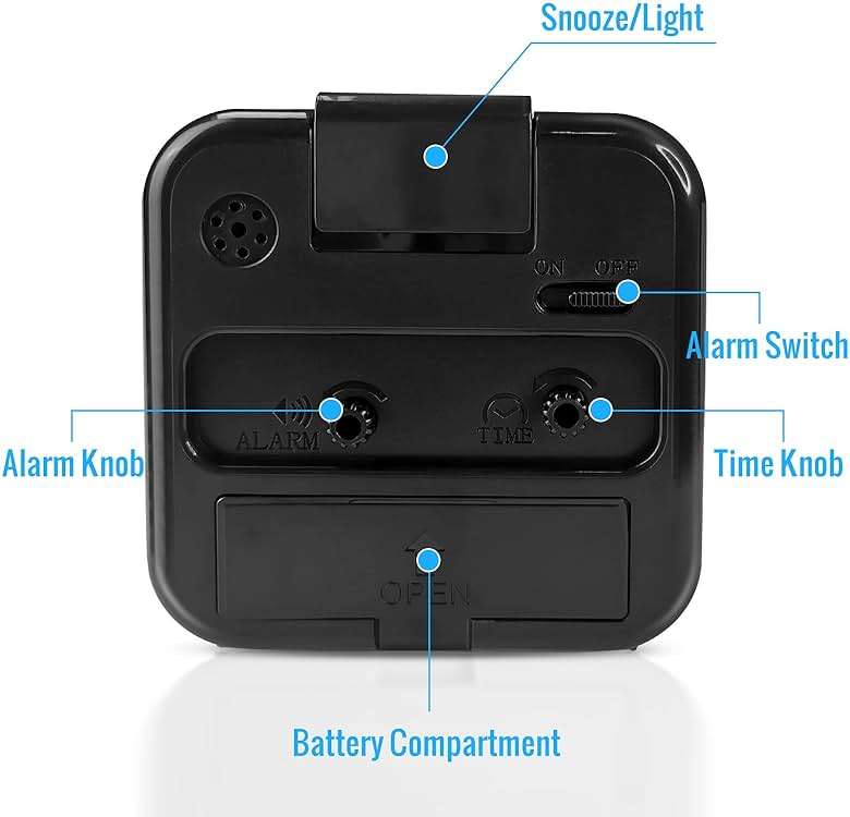 Lamisola Small Analog Travel Alarm Clock, Battery Operated Desk Table Shelf Clock for Kids, Quieter Bedside Alarm Clocks for Bedrooms Bathroom Living Room Kitchen, Black - Image 5