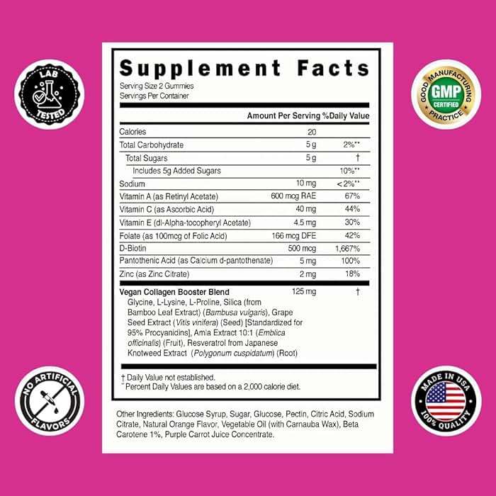 Simply Collagen® Vegan Collagen Gummies for Women & Men – Plant Based Collagen with Biotin, Vitamins A, C & E – Collagen Booster for Skin, Hair, Nails & Lashes - Image 6