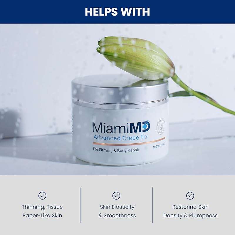 Miami MD Advanced Crepe Fix - Anti Aging Tightening & Firming Cream for Women - Facial and Neck Crepe Erase Cream – Crepey Skin Moisturizer for Softens and Nourishes the Skin for All Types - 6 fl oz - Image 4