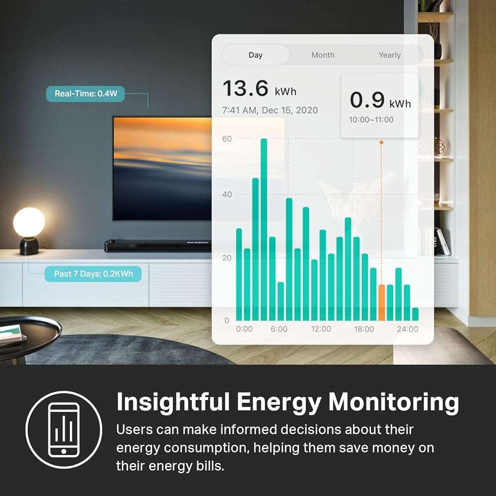 Kasa Smart Plug, Matter Compatible, Energy Monitoring, Compact Design, 15A/1800W Max, Super Easy Setup, Works with Apple Home, Alexa & Google Home, UL Certified, 2.4G Wi-Fi Only, White, KP125M(2-Pack) - Image 5