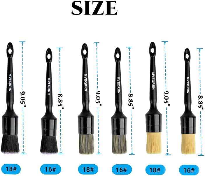 MVEQRRN 6pcs Car Detailing Brush Set-2pcs Boars Hair Car Detailing Brushes,2pcs Ultra Soft No Scratch Detailing Brush for Air Vent,Leather Seat 2pcs Detail Brushes car Detailing for Interior Exterior - Image 2
