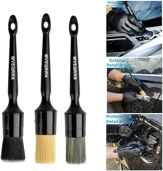 MVEQRRN 6pcs Car Detailing Brush Set-2pcs Boars Hair Car Detailing Brushes,2pcs Ultra Soft No Scratch Detailing Brush for Air Vent,Leather Seat 2pcs Detail Brushes car Detailing for Interior Exterior - Image 4