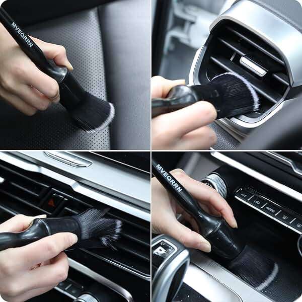 MVEQRRN 6pcs Car Detailing Brush Set-2pcs Boars Hair Car Detailing Brushes,2pcs Ultra Soft No Scratch Detailing Brush for Air Vent,Leather Seat 2pcs Detail Brushes car Detailing for Interior Exterior - Image 5