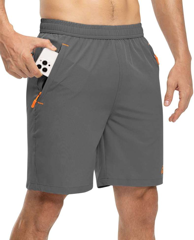 TBMPOY Men's Hiking Shorts Quick Dry Athletic Gym Workout Short with Zipper Pockets - Image 3