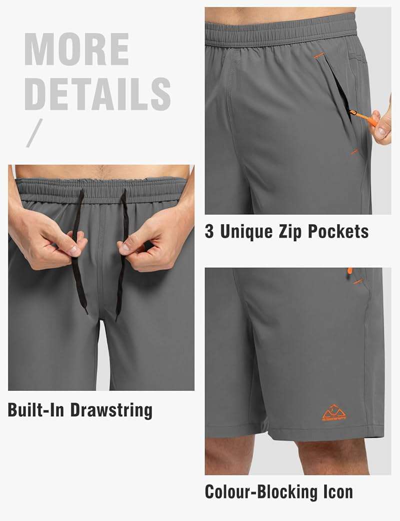 TBMPOY Men's Hiking Shorts Quick Dry Athletic Gym Workout Short with Zipper Pockets - Image 4