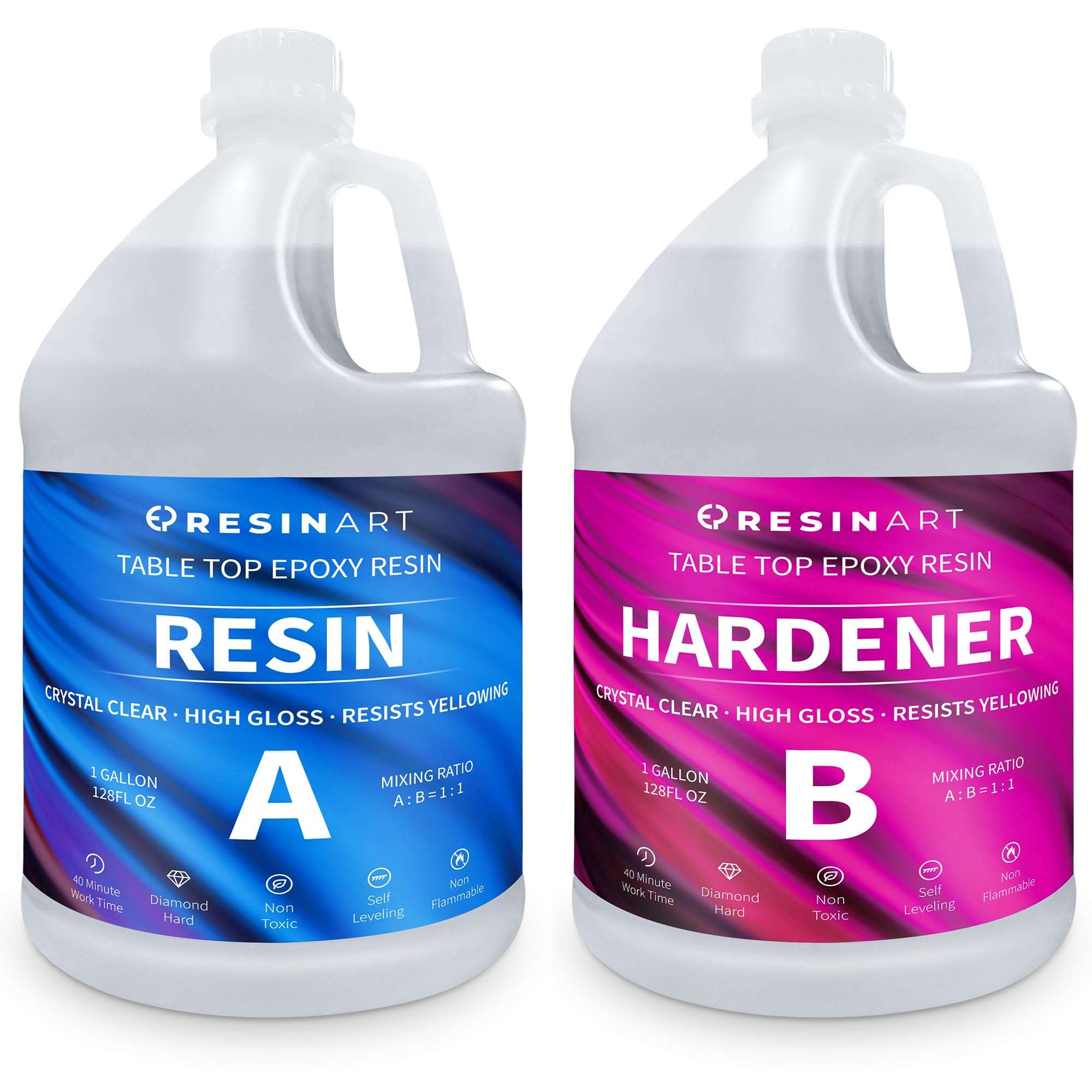 Epoxy Resin 2 Gallon Kit, Crystal Clear Epoxy Resin High Gloss, Easy Mix 1:1 Bubbles Free Art Resin for Coating and Casting, Countertop, Table Top, River Tables, Jewelry, Craft DIY, Molds - Image 1
