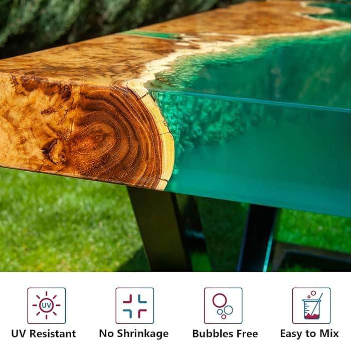 Epoxy Resin 2 Gallon Kit, Crystal Clear Epoxy Resin High Gloss, Easy Mix 1:1 Bubbles Free Art Resin for Coating and Casting, Countertop, Table Top, River Tables, Jewelry, Craft DIY, Molds - Image 3
