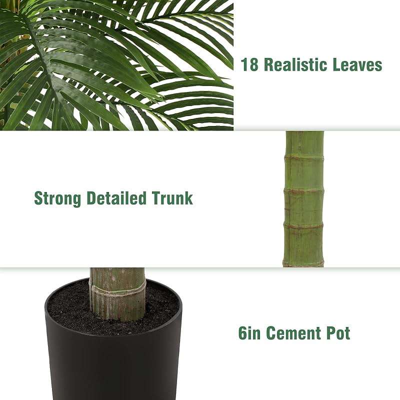 FLOWORLD Palm Tree Artificial Tropical Plant 6FT Tall Faux Plants Indoor Fake Floor Plants Decorative Palm Tree House Large Office Plant Artificial Palm Trees for Home Decor… - Image 4