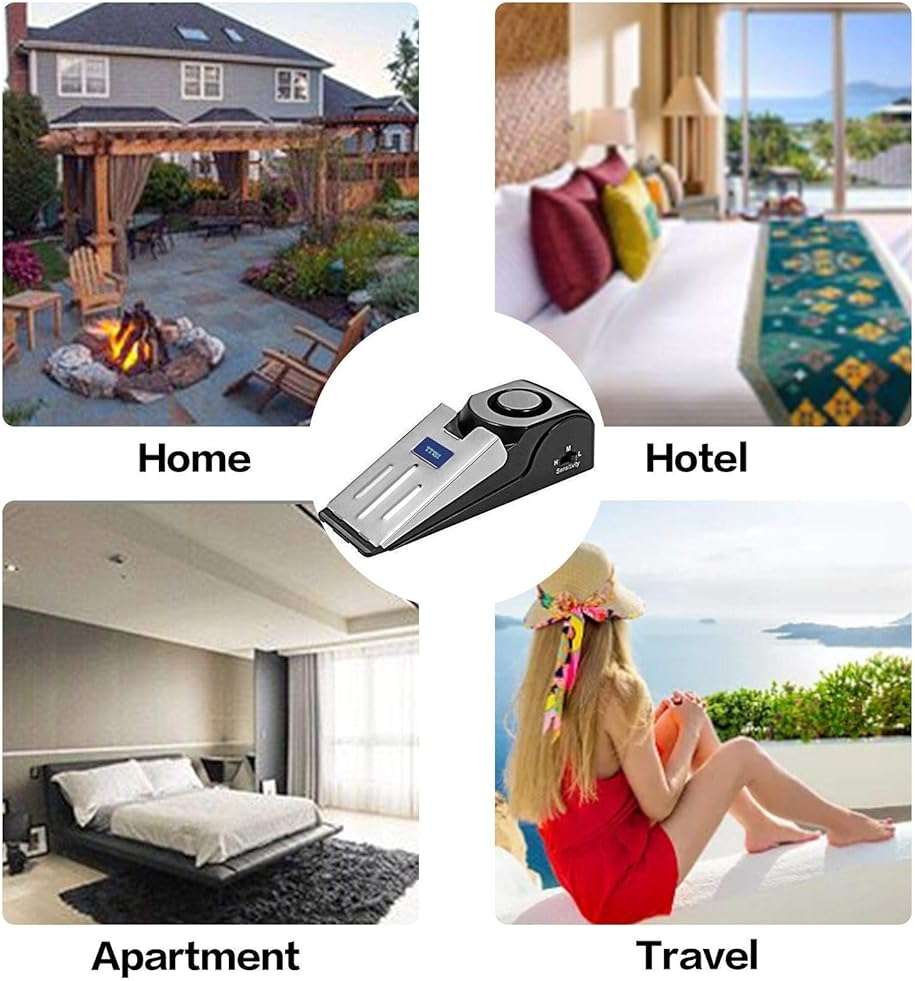 ZZRUI 2 Pack Door Stop Alarm with 120dB Siren, Wedge Door Stopper Security Device for Travel, Apartment, Hotel, Home – Portable Anti-Theft Floor Alarm for Entry Alert & Self Defense, Black - Image 6