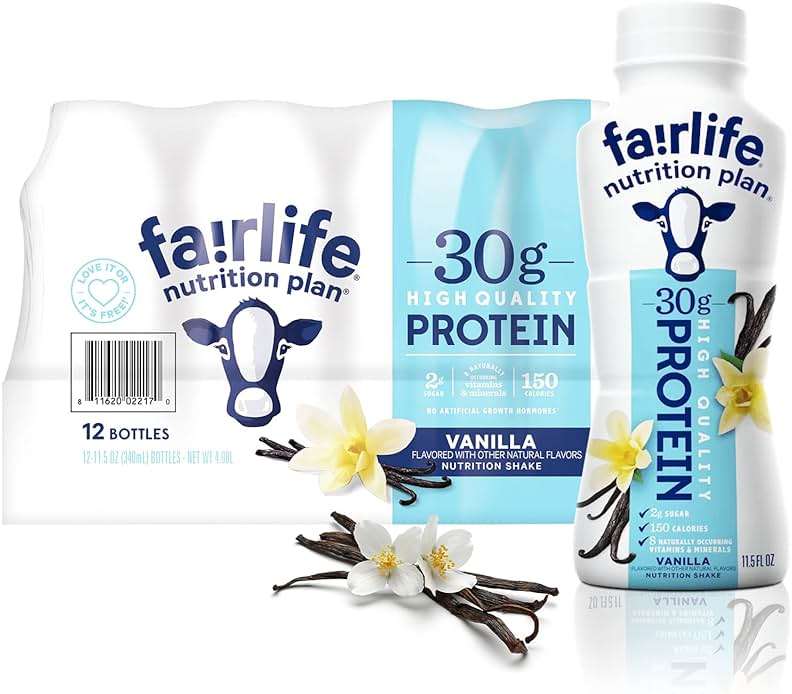 Fairlife Nutrition Protein Shakes - Pack of 12 | 30g Protein, Low Sugar, Lactose-Free | Delicious Vanilla, Chocolate, Salted Caramel, and Strawberry Flavors 11.5 fl., oz. (In KozyHome Packaging) (Vanilla) - Image 1