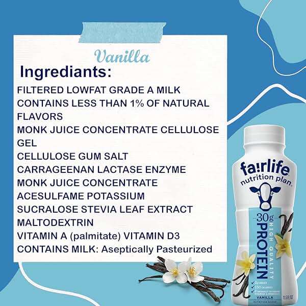 Fairlife Nutrition Protein Shakes - Pack of 12 | 30g Protein, Low Sugar, Lactose-Free | Delicious Vanilla, Chocolate, Salted Caramel, and Strawberry Flavors 11.5 fl., oz. (In KozyHome Packaging) (Vanilla) - Image 7