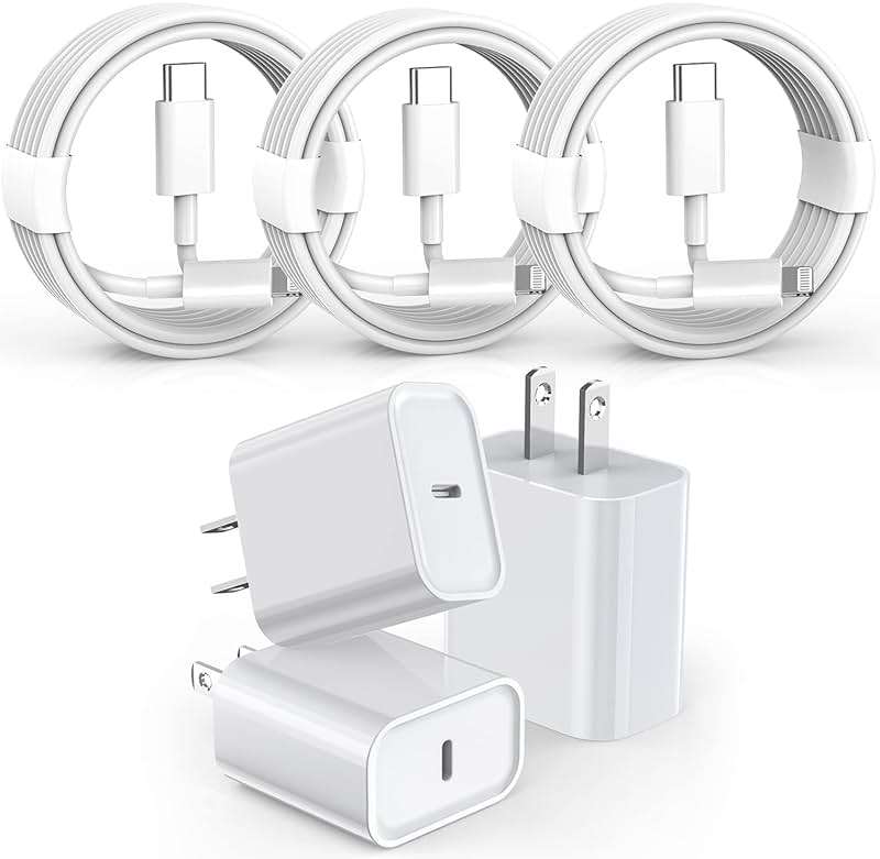 3 Pack Fast Charger iPhone,【Apple MFi Certified】6FT iPhone Charger Fast Charging USB C Block Wall Adapter 6 Foot Type C to Lightning Cable for iPhone 14 Pro Max/14 Plus/13 Pro/12/12Pro/11/XS/X,AirPods - Image 1
