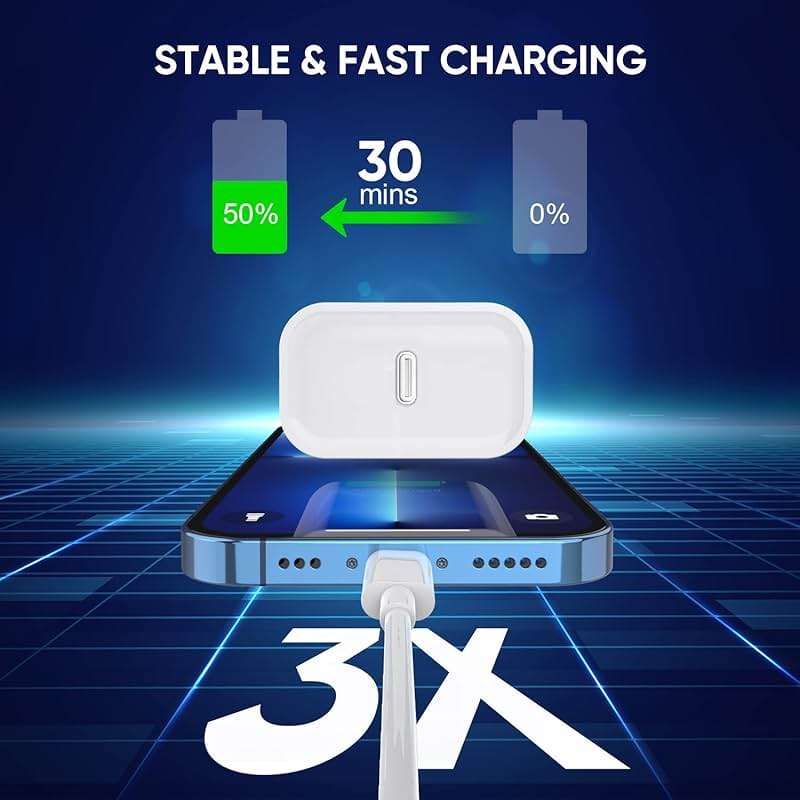 3 Pack Fast Charger iPhone,【Apple MFi Certified】6FT iPhone Charger Fast Charging USB C Block Wall Adapter 6 Foot Type C to Lightning Cable for iPhone 14 Pro Max/14 Plus/13 Pro/12/12Pro/11/XS/X,AirPods - Image 3