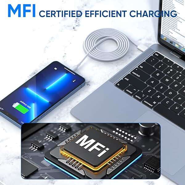 3 Pack Fast Charger iPhone,【Apple MFi Certified】6FT iPhone Charger Fast Charging USB C Block Wall Adapter 6 Foot Type C to Lightning Cable for iPhone 14 Pro Max/14 Plus/13 Pro/12/12Pro/11/XS/X,AirPods - Image 4
