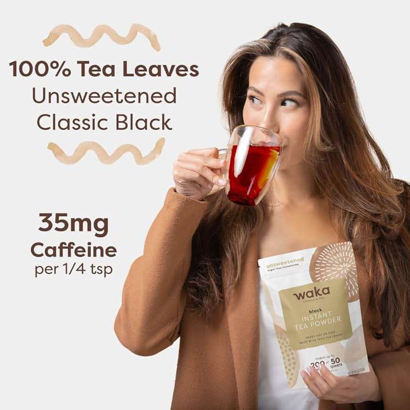Waka Instant Black Tea Mix, Classic - 100% Tea Leaves, No Additives, Unsweetened Tea Powder for 50 Quarts or 200 Cups – Easy and Quick Hot or Iced Teas (4.5oz) - Image 6