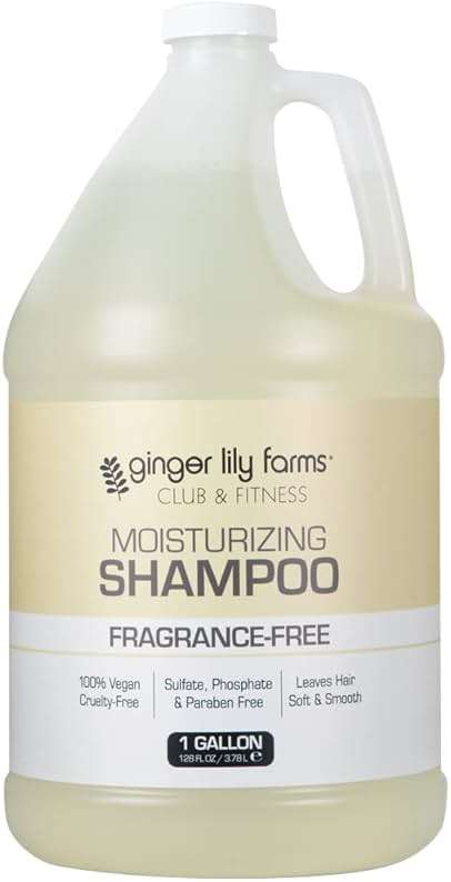 Ginger Lily Farms Club & Fitness Moisturizing Shampoo for All Hair Types, 100% Vegan & Cruelty-Free, Fragrance Free, 1 Gallon (128 fl oz) Refill - Image 1
