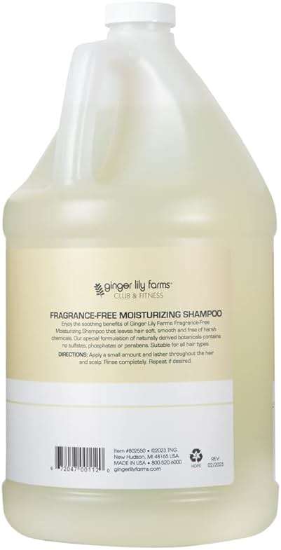 Ginger Lily Farms Club & Fitness Moisturizing Shampoo for All Hair Types, 100% Vegan & Cruelty-Free, Fragrance Free, 1 Gallon (128 fl oz) Refill - Image 2